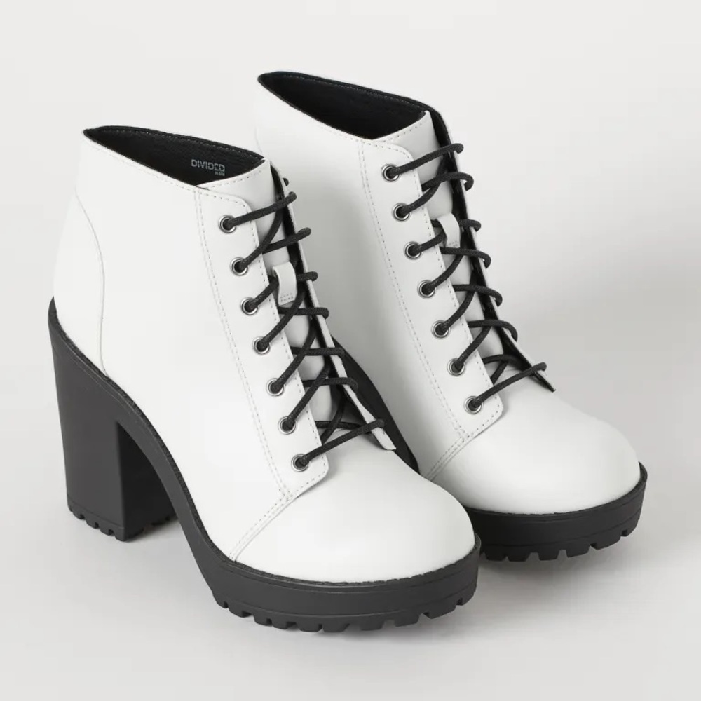 H&M White Platform Ankle Boots size 7